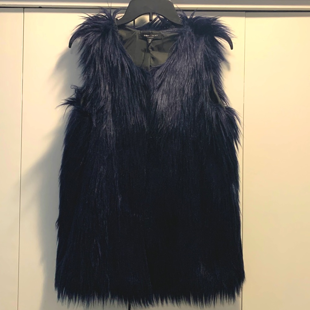 Romeo and Juliet- Black-Bluish Fur Vest